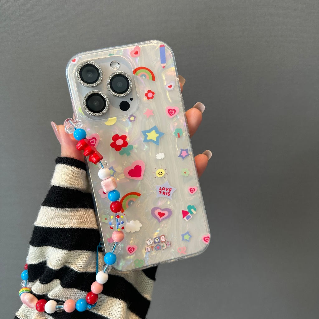 สำหรับApple14promax Case รูปแบบเปลือกหอยที่เรียบง่ายและน่ารัก iphone11 12 13 14 15 14proป้องกันการตก13proพร้อมเชือกคล้อง