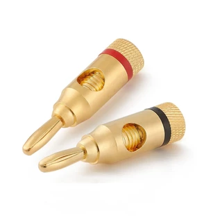 หัวปลั๊ก บานานาแจ็ค ชุบทอง Gold plated Banana Plugs Red Black 4mm แจ็ค เครื่องเสียง ลำโพง