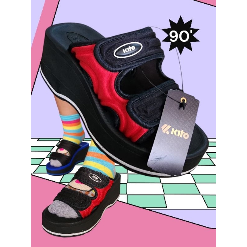 SIZE35-37รองเท้าKITO แฟชั่นยุค90' รหัสAB43W ส้นตึกเดินง่าย - รูปที่ 2