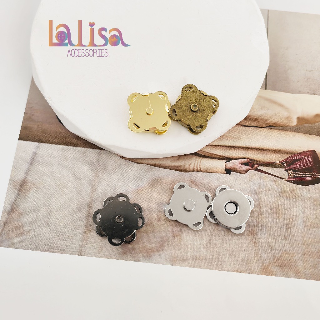 กระดุมแม่เหล็ก ปุ่มรูปดอกพลัม แบบเย็บ flower magnet button (D-2-G,SY005)