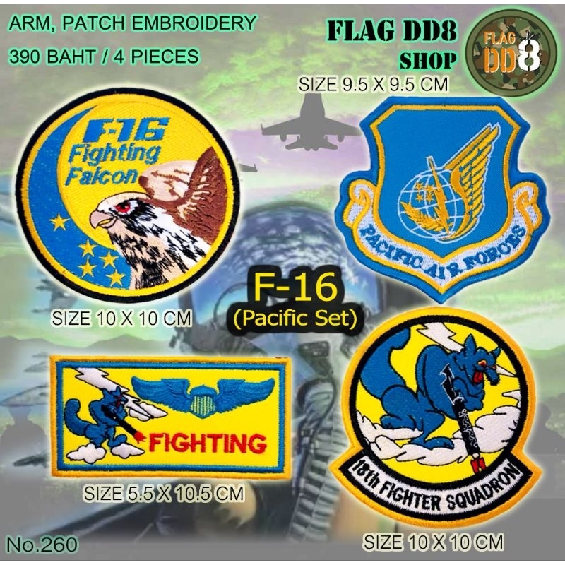 รวมอาร์ม F16 Pacific set 390baht/set (465baht+velcro) ARM,PATCH EMBROIDERY COD Cheap ส่งในไทย ใช้สะส