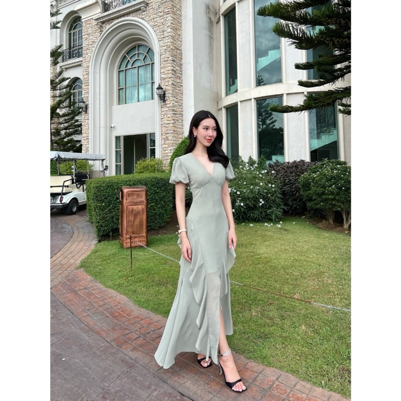 Firrr-Ila dress (S) sage green (พร้อมส่ง)