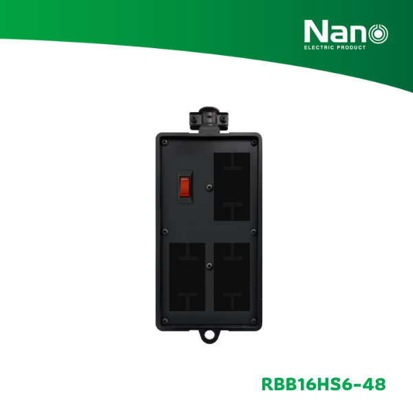 NANO บล็อคยางเปล่า 4x8" ใส่เต้ารับได้ 6 ช่อง + เมนสวิทซ์ 16A (1 ชิ้น/กล่อง) รุ่น RBB16HS6-48