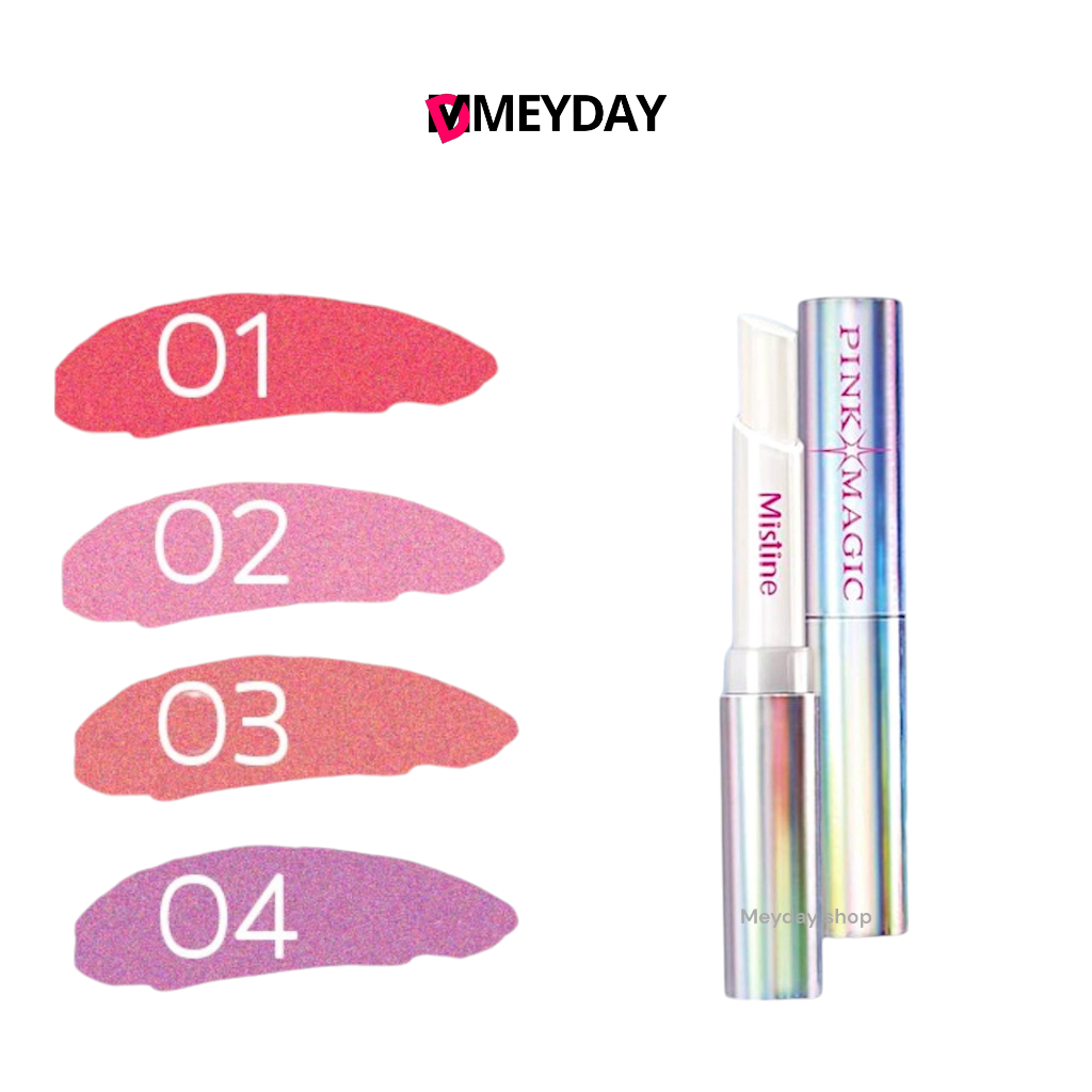 ลิปมันเปลี่ยนสี มิสทิน พิ้งค์ แมจิก ไดมอนด์ Mistine Pink Magic Bright Glitter Diamond Changable Colored Tinted Lip Balm