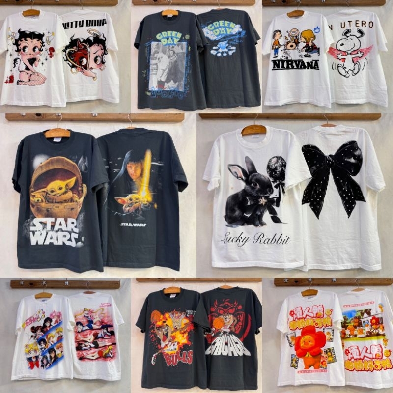 เสื้อวินเทจ การ์ตูนเอนิเมะ งานวง ผ้าเฟต งานใหม่