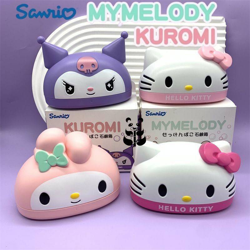 Sanrioกล่องเก็บสบู่ Kitty Melody Kuromi ลายการ์ตูนน่ารักสไตล์ญี่ปุ่น สําหรับหอพัก ห้องน้ํากล่องสบู่