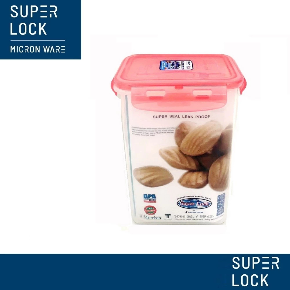 (Clearance) super lock กล่อง อาหาร พลาสติก เวฟ ซุปเปอร์ล็อค 1500 ml เหลี่ยม # 6144