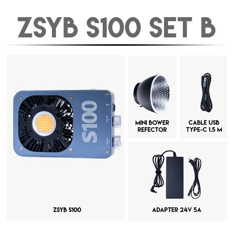 🛵ส่งด่วน ZSYB S100 New ไฟวิดีโอแบบถือ 100W ปรับสีได้ 2700-6500k Sport Light พกพาง่าย