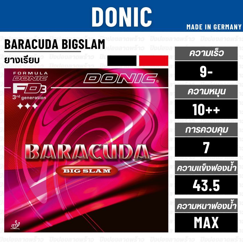 ยางปิงปอง DONIC รุ่น BARACUDA BIGSLAM