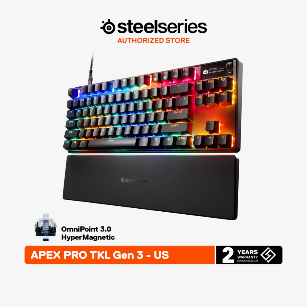 SteelSeries Apex Pro TKL Gen 3 Gaming Keyboard คีย์บอร์ดเกมมิ่ง สวิตช์ OmniPoint 3.0 HyperMagnetic
