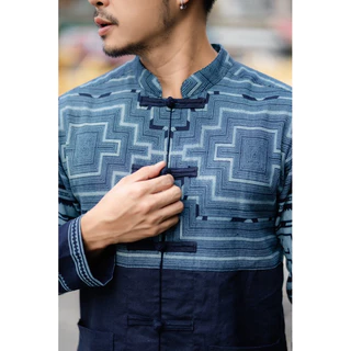 เสื้อผ้าฝ้ายฟอกนุ่มและหม้อฮ้อมกัดลายกระดุมจีนทำมือ No.36