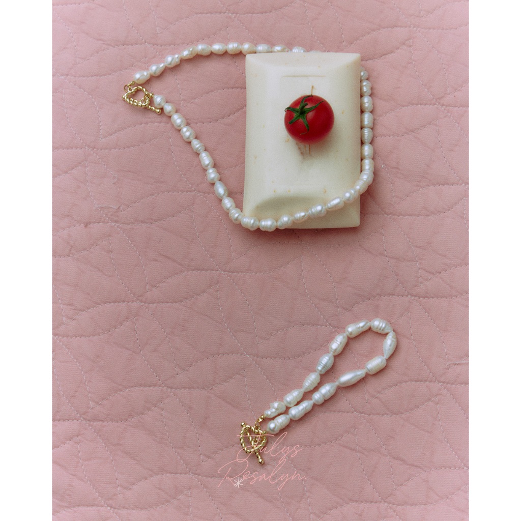 Julys - rosalía pearl bracelet and necklace (stainless steel)