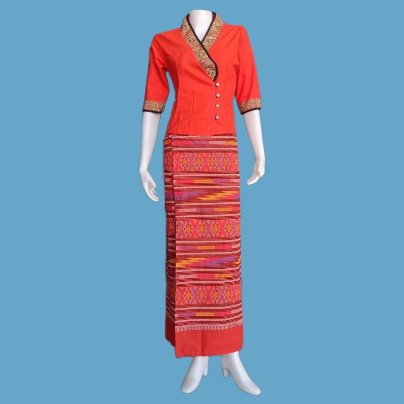 ชุดพื้นเมืองสีส้ม ผ้าฝ้ายเกรดคุณภาพเหมาะสำหรับผู้หญิง ใส่ได้ทุกโอกาส ทุกเทศกาล มีรอบอก34-52 สไตล์ล้านนา #ชุดสีส้ม - รูปที่ 2