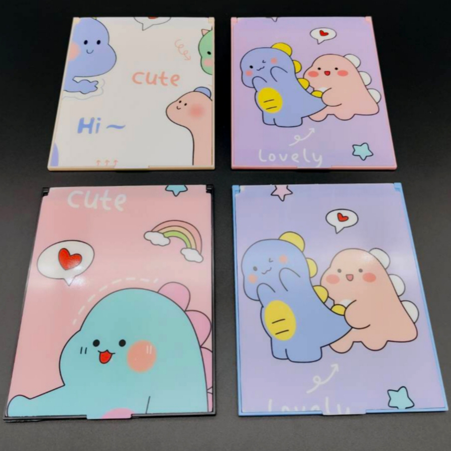 แพ็ค 12 ชิ้น สุ่มลาย ตลับกระจกพับใหญ่ ลายการ์ตูน หลากสีสัน น่ารัก น่าใช้ เครื่องใช้ โรงเรียน