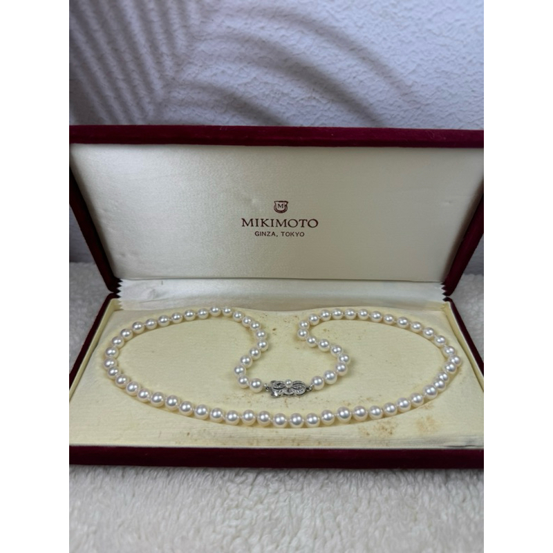 สร้อยไข่มุก Mikimoto Akoya Cultured Pearl 14k white gold