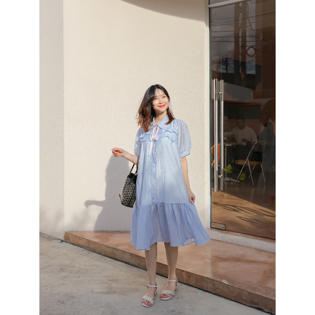 📍พร้อมส่ง1-2วัน📍 woody dress เดรสผู้หญิงมีกระดุมหน้าทรงoversizeไปคาเฟ่ เที่ยวทะเล ให้นมบุตร รูปที่ 2