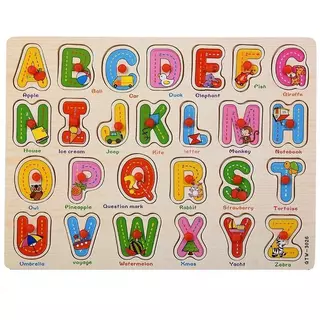Babypartys จิ๊กซอว์ไม้ ขนาด30x22ซม. ของเล่นไม้หมุดแดง ของเล่นพัฒนาการเด็ก ของเล่นจุกไม้