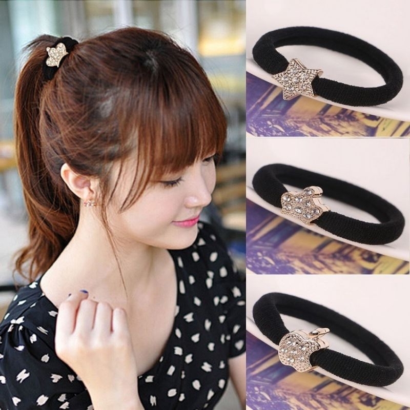 L097 ยางรัดผมผ้านุ่มประดับจี้ มัดแน่น ไม่กินผม งานสวย พร้อมส่งจากไทย (ขั้นต่ำ 3 ชิ้น)