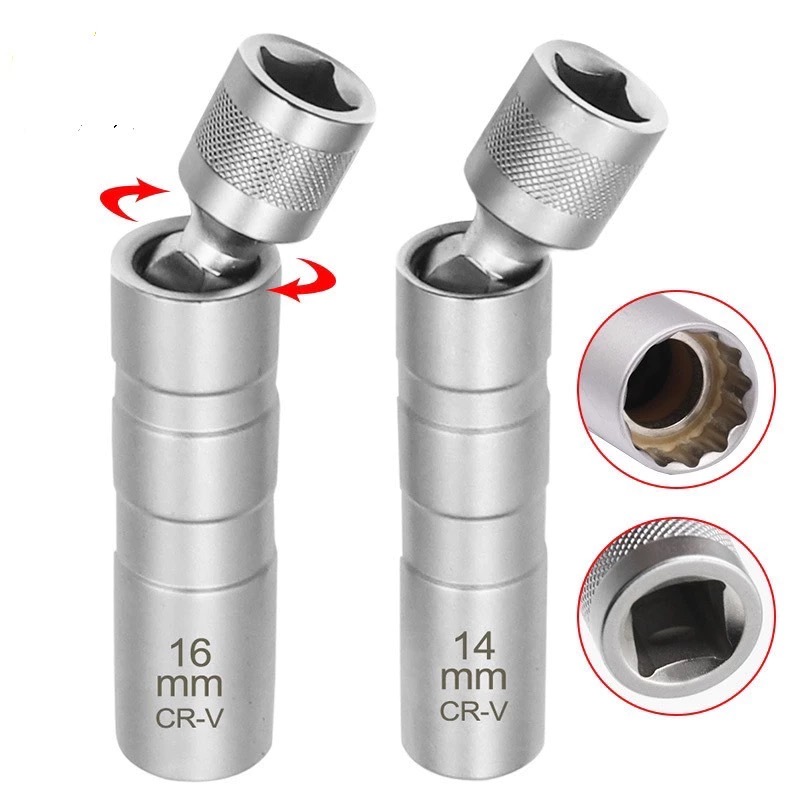 บล็อกหัวเทียน ลูกบล็อก ถอดหัวเทียน ข้ออ่อน พร้อมแม่เหล็ก 3/8 ขนาด 14mm 16mm