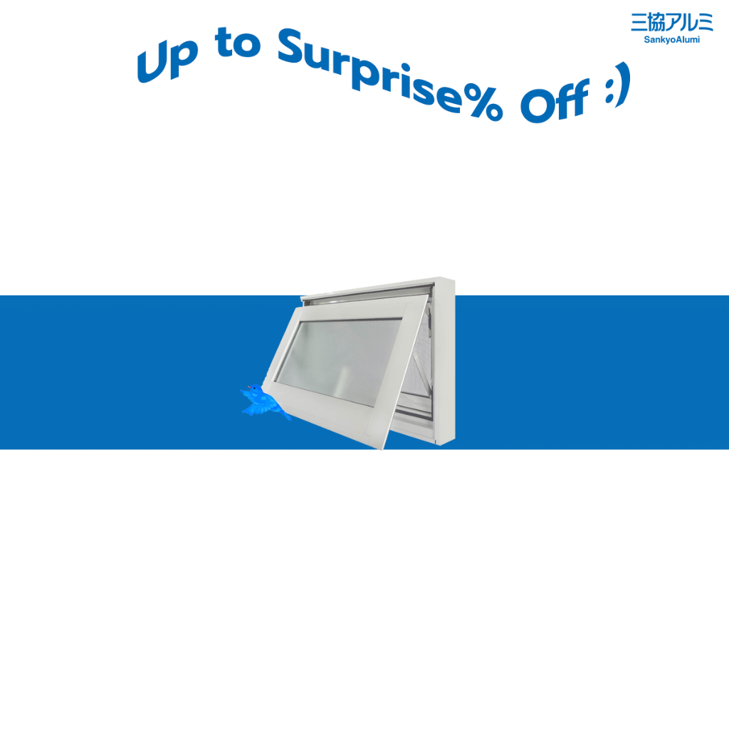SankyoAlumi J-TRUST Series หน้าต่างบานกระทุ้งอลูมิเนียม JW7-A0406 (สูง 40 cm. กว้าง 60 cm.)