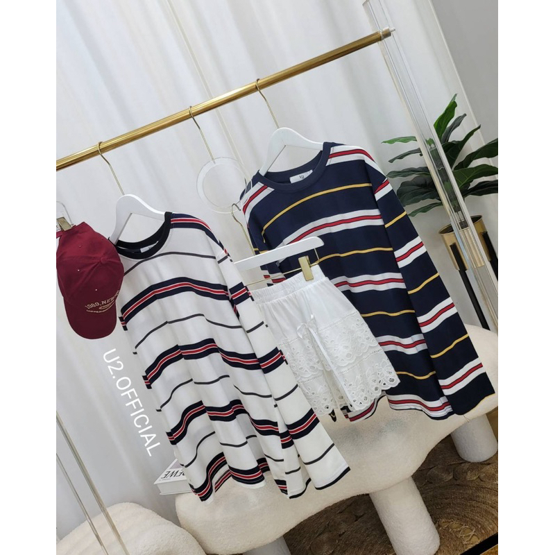 พร้อมส่งคะ เสื้อแขนยาวผ้ายืดลายทาง สีน่ารักมากๆค่ะ งานใส่สบายๆเหมาะกับอากาศช่วงนี้มากก แมทช์กับยีนส์สบายๆก็ได้