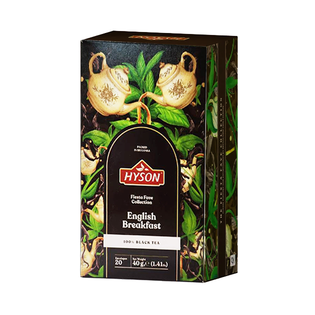 (กดซื้อ2ชิ้น ลด50%) HYSON Fiesta Black Tea English Breakfast - ไฮซัน ชา อิงลิชเบรกฟาสต์ ชาดำสำเร็จรูป 40g. (20ซอง)