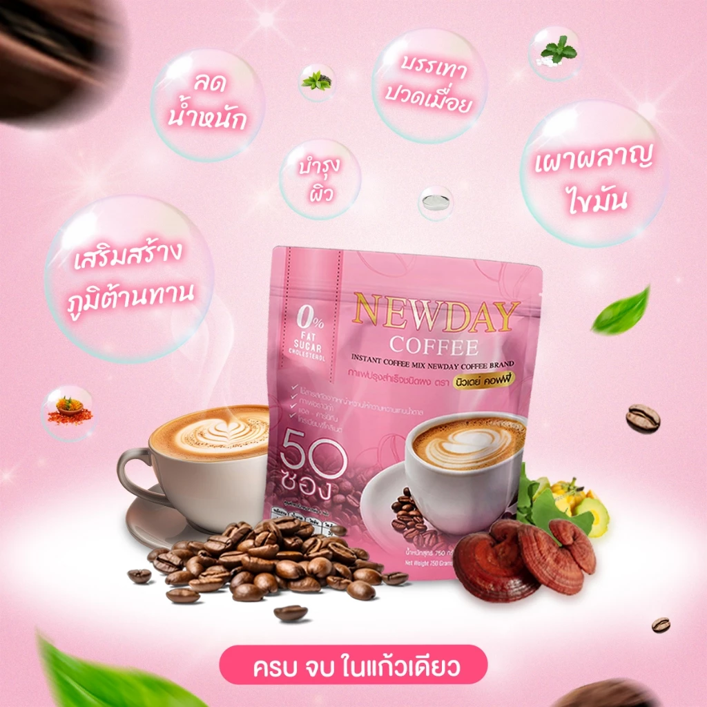 กาแฟ นิวเดย์ (Newday Coffee) 14 in 1 เป็นกาแฟเพื่อสุขภาพ ช่วยในเรื่องความดัน เบาหวาน ไขมัน คุมหิว หอม อร่อย กลมกล่อม thumbnail 6