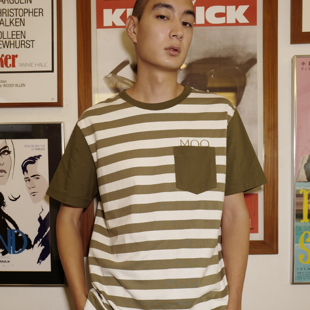 [MOO 11/22] Striped T-Shirt เสื้อยืดผู้ชาย คอกลม แขนสั้น ลายริ้ว