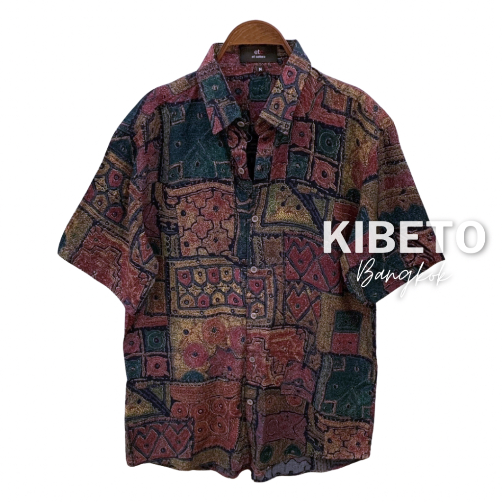 Kibeto เสื้อฮาวาย ลายวินเทจหัวใจ สีม่วง ผ้าสปันเรยอน เนื้อนิ่ม ใส่สบาย M L XL 2XL 3XL