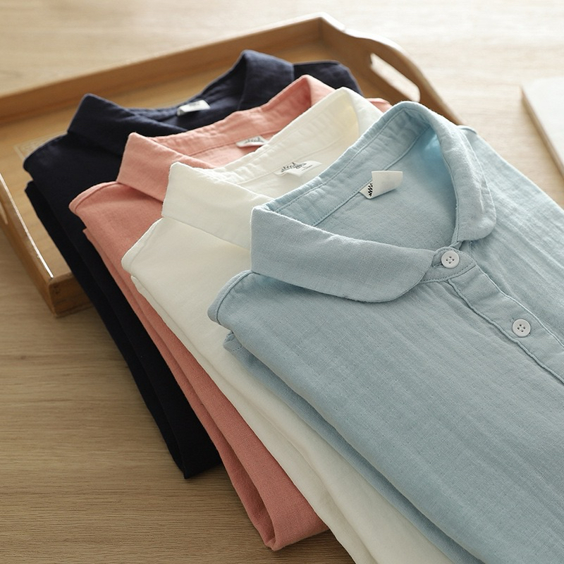 [คอบัว-พาสเทล] 38-44“ เสื้อเชิ้ตแขนยาว เสื้อทำงานผู้หญิง ผ้าสาลู 2 ชั้น HerbieStyle