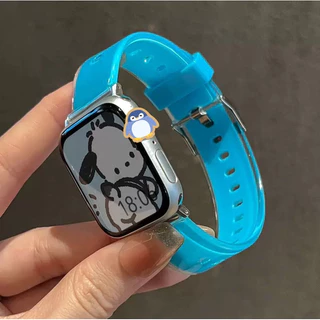 เจลลี่ สายซิลิโคนสำหรับสายนาฬิกา Apple Watch อัลตร้า2 44 40 45 41 46 49มม.สร้อยข้อมือกีฬา for Series 11 10 9 8 7 6