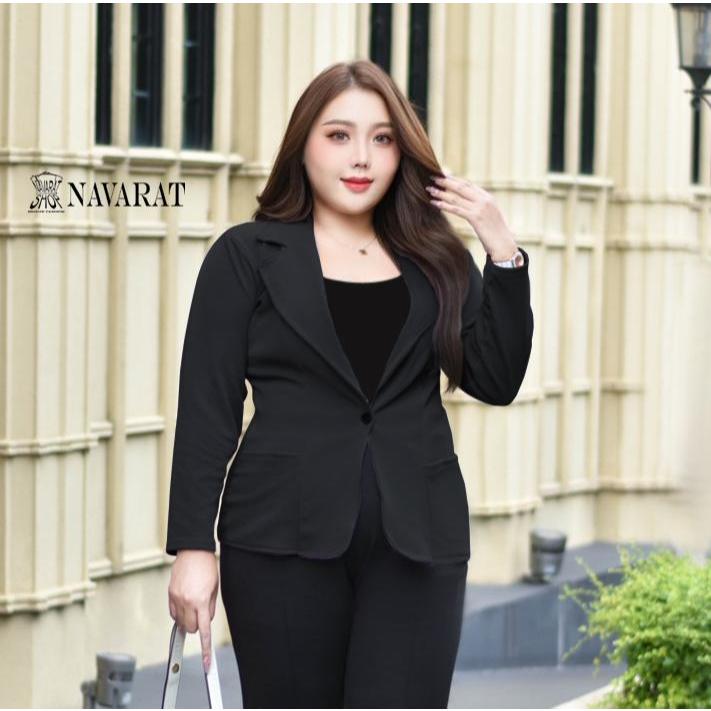 เสื้อเบลเซอร์ทรงสูทไซค์ใหญ่ อก42-58นิ้ว ผ้ายืดได้ **แนะนำใส่แบบพอดีตัว ไม่ต้องเผื่อไซค์นะคะ - รูปที่ 3