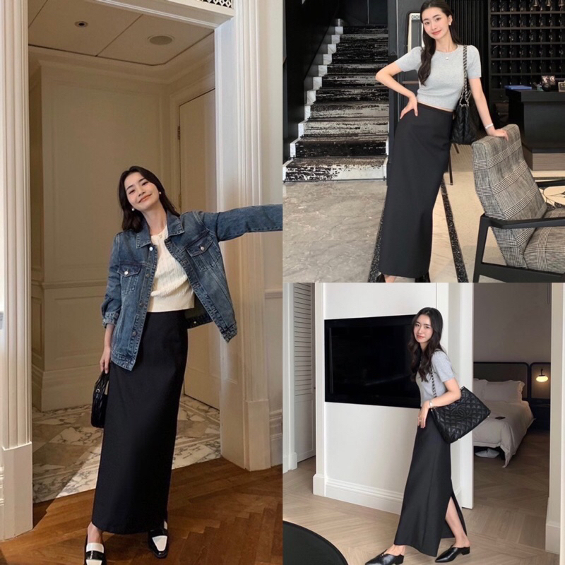 กระโปรงยาวซิปข้างผ่าหลังรุ่น 9997 TAG:WG.WE 🇰🇷