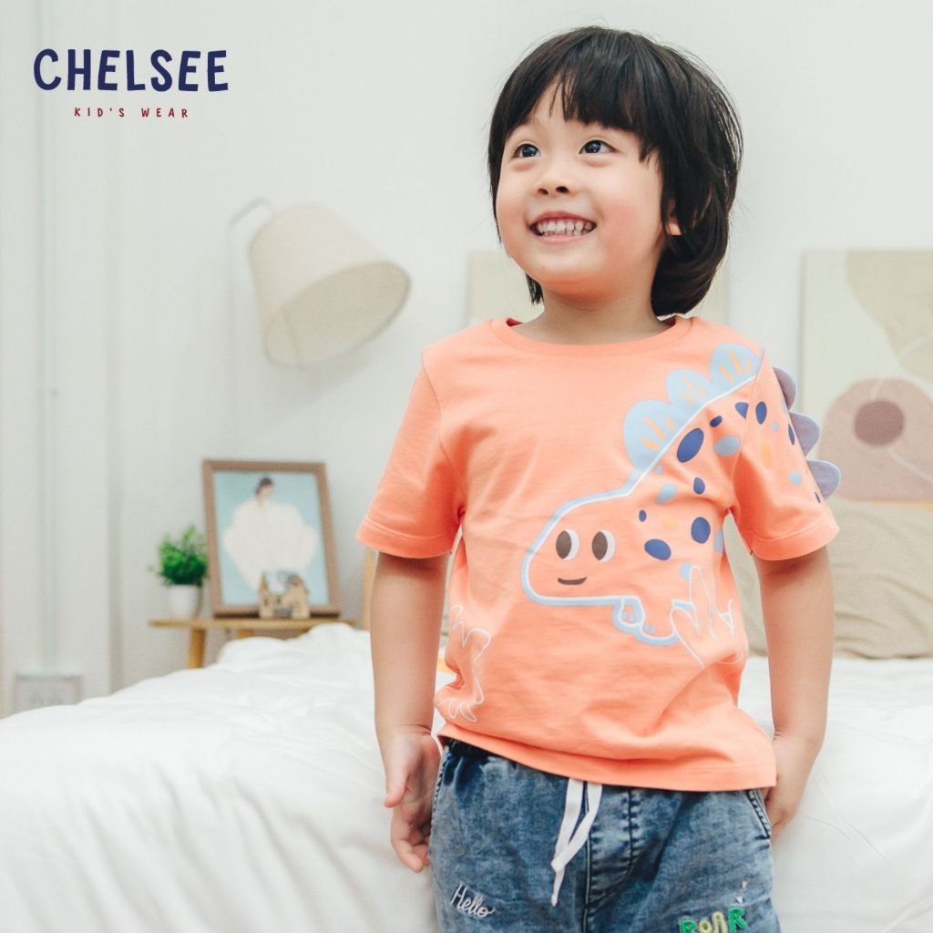 Chelsee เสื้อยืดคอกลม เด็กผู้ชาย แขนสั้น รุ่น 128074 ลายไดโนเสาร์ อายุ 1.5-10 ปี ผ้า 100%Cotton เสื้อผ้าเด็กโต