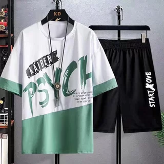 【ส่งเร็วพิเศษ】ชุดแฟชั่นชาย ชุดกางเกงขาสั้นเสื้อยืดผู้ชาย เสื้อผ้ายืด สวมใส่สบายใส่แล้วดูผอม Men's T-shirts Sets ผ้านุ่ม
