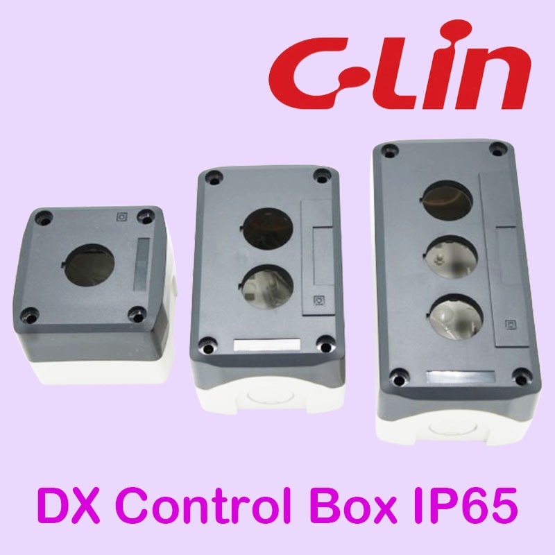 DX กล่องกันน้ำ กล่องใส่สวิทช์ปุ่มกด Pushbutton Box สีเทา 1ช่อง 2ช่อง 3ช่อง รู22mm. IP65 ″C-LIN″
