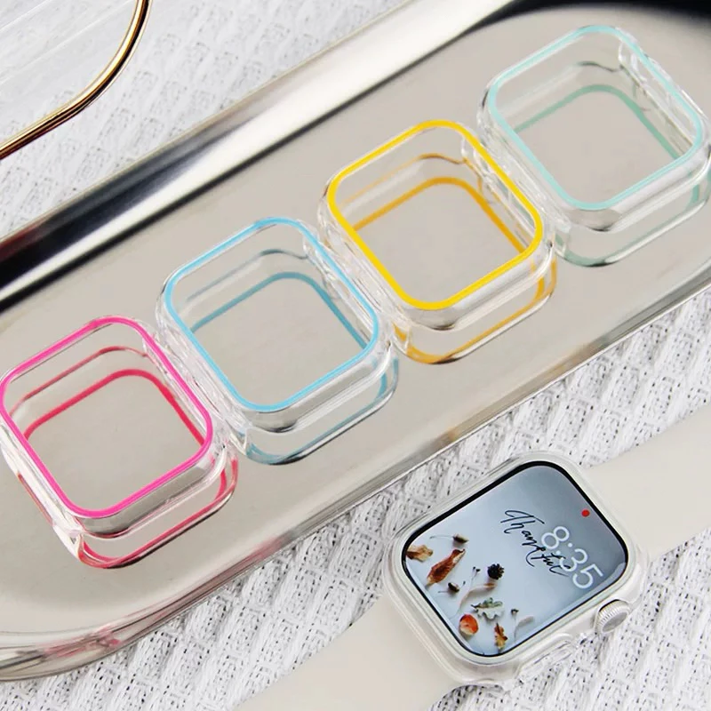 เคสเรืองแสง แข็ง PC เรืองแสง (ไม่มีหน้าจอ) 49 45 44 41 40 มม สําหรับ Apple Watch Series Ultra2 Ultra 9 8 7 SE 6 5 4 3 2