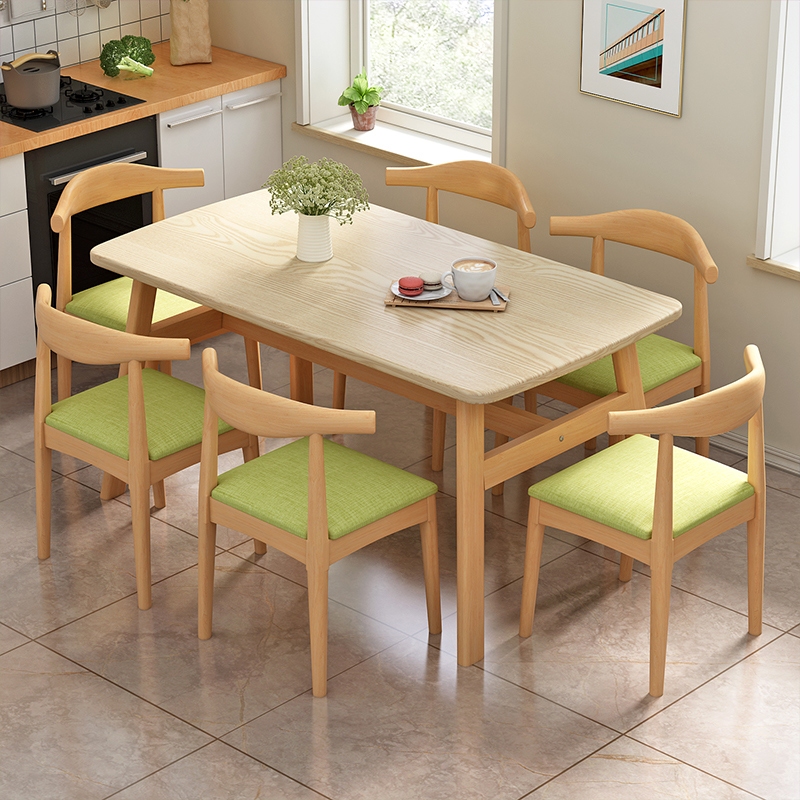 WISE โต๊ะอาหาร ไม้จริง100% โต๊ะกินข้าว ไม้จริง100% โต๊ะทานอาหาร  ด้วยก้านเสริมแรง สามารถนั่งได้ 6 ค