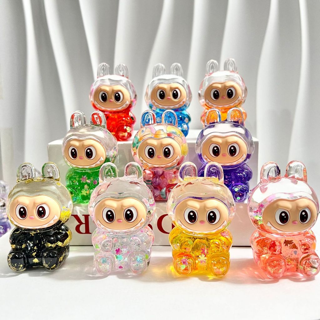 มินิเรซิ่น Labubu ตัวเลขขนาดเล็ก Luminous เครื่องประดับน้อย Micro ภูมิทัศน์ DIY ตุ๊กตาตกแต่งสวนหัตถกรรม