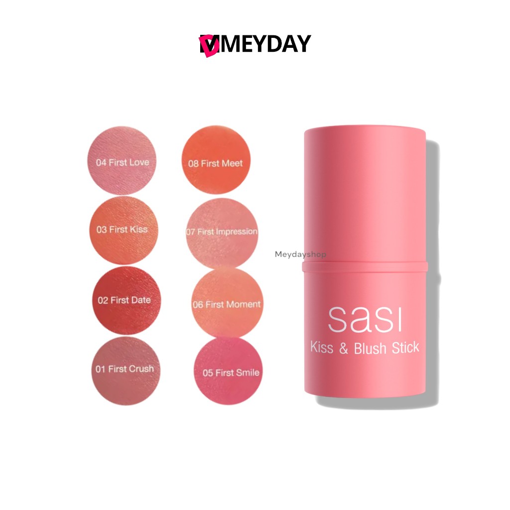 Sasi ศศิ บลัชออนแท่งแบบครีม คิส แอนด์ บลัช สติ๊ก 3 in 1 พกพาง่าย เนื้อบางเบา ไม่มัน ไม่เหนียว ขนาด 4 g