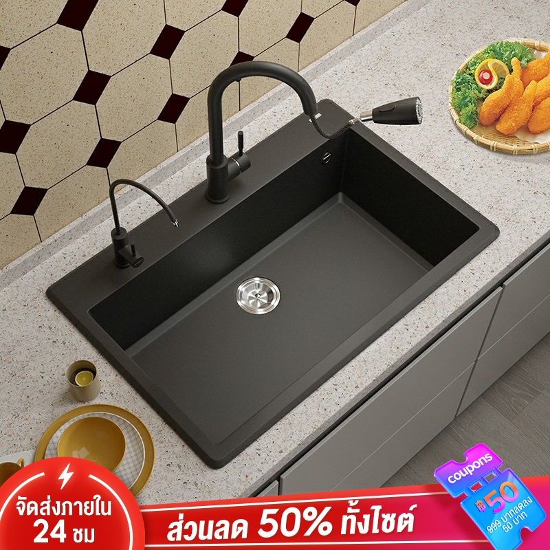 ซิงค์ล้างจาน ซิงค์สแตนเลส อ่างล้างจาน ซิ้งอ่างล้างจาน ซิงค์ครัว หลุม สแตนเลสหนาขึ้น 304