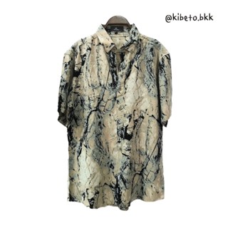 Kibeto เสื้อฮาวาย ลายหินอ่อน สีอ่อน ผ้าสปันเรยอน เนื้อนิ่ม ใ…