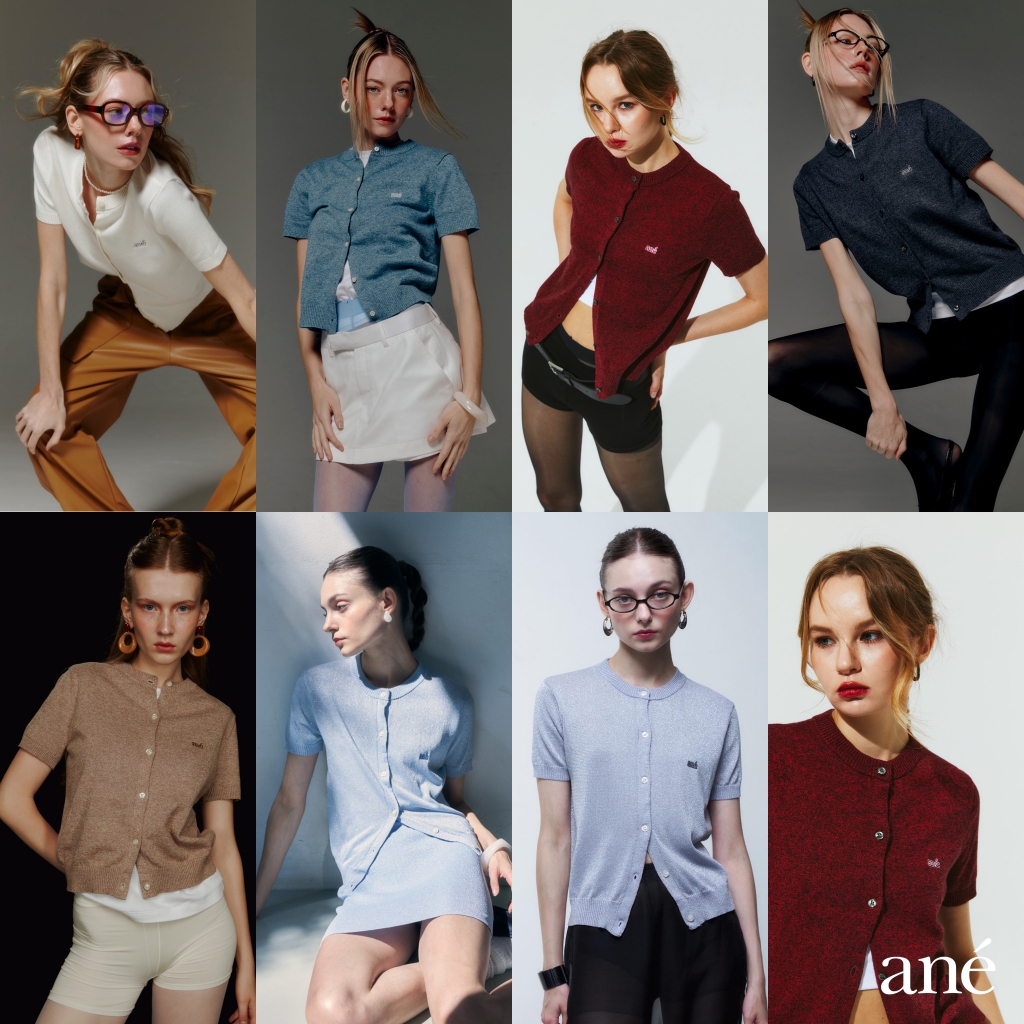 (PreOrderเฉพาะสีCherry Red) ané short sleeve knit cardigans, เสื้อ knit cardiganแขนสั้น ane.wear