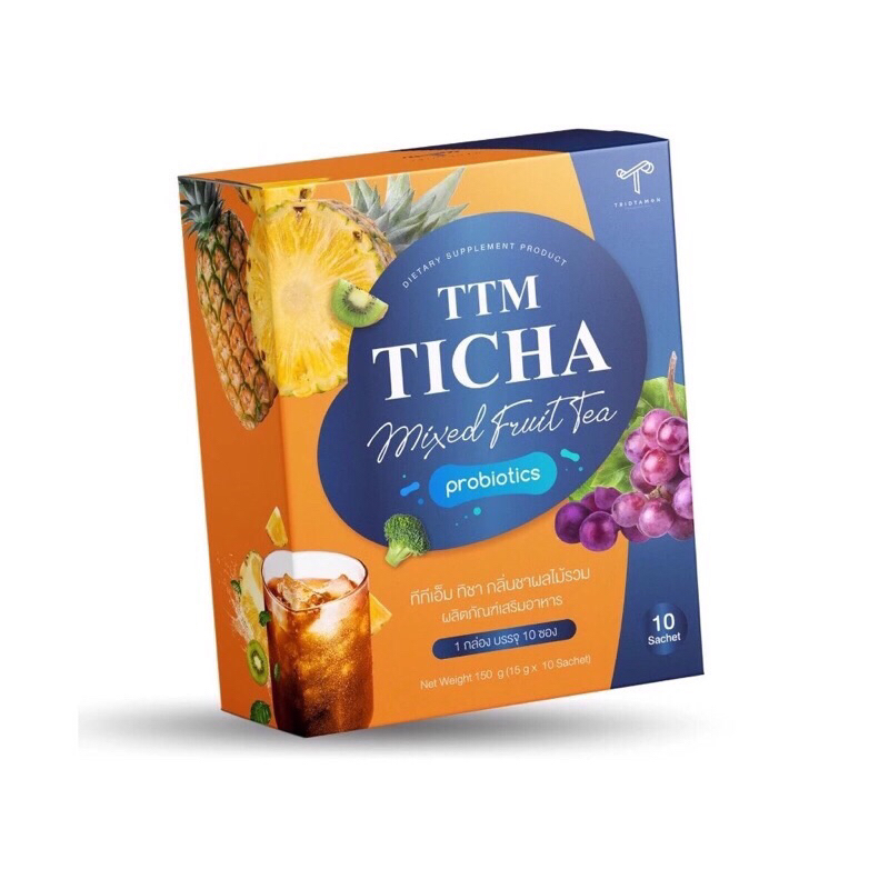 ✅ พร้อมส่ง ชาขับโซเดียม ชาผลไม้ ทิชา 🍍🥝 TTM TICHA Mixed Fruit Tea (1 กล่อง มี 10 ซอง)