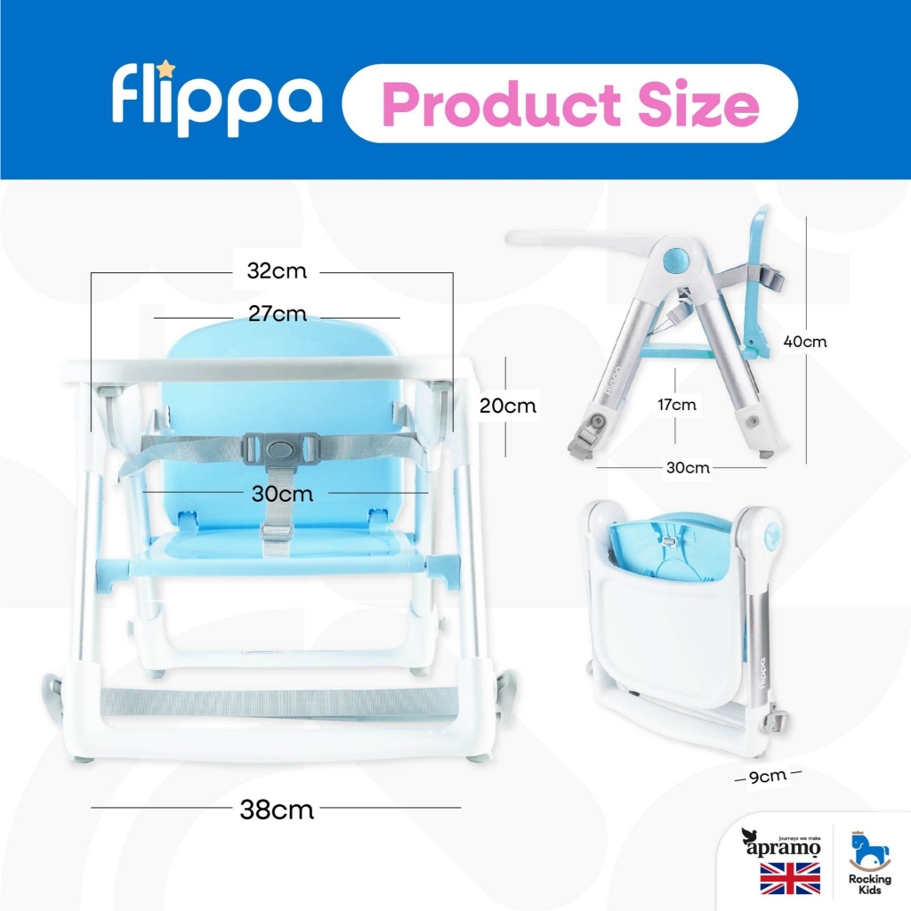 เก้าอี้ทานข้าว เก้าอี้กินข้าวเด็ก เก้าอี้เด็กพกพา Apramo รุ่น Flippa น้ำหนักเบา พับเก็บได้ เด็ก 6 เดือนขึ้นไป [พร้อมส่ง] - รูปที่ 5