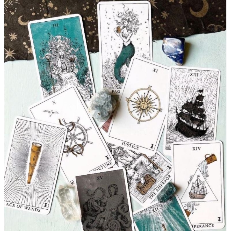 Tempest Tarot ไพ่ยิปซีธีมมหาสมุทรไพ่ยิปซี ไพ่ทาโร่ต์ ไพ่ออราเคิล Tarot Oracle Cards