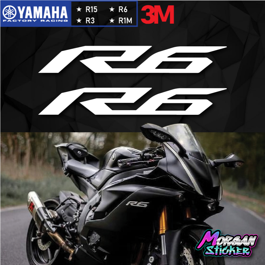 🔥พร้อมส่ง🔥 สติ๊กเกอร์ R6 เกรด 3Mสะท้อนแสงเเท้ l ขนาด 16x2.3 เซนติเมตร (1คู่)