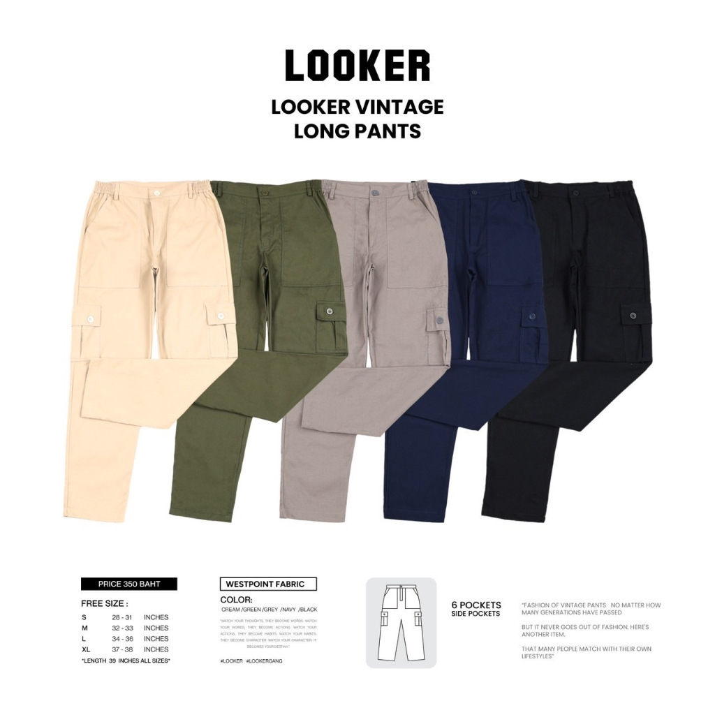 LOOKER- กางเกงขายาววินเทจ(รุ่นกระเป๋าข้าง) (9%Clothing)