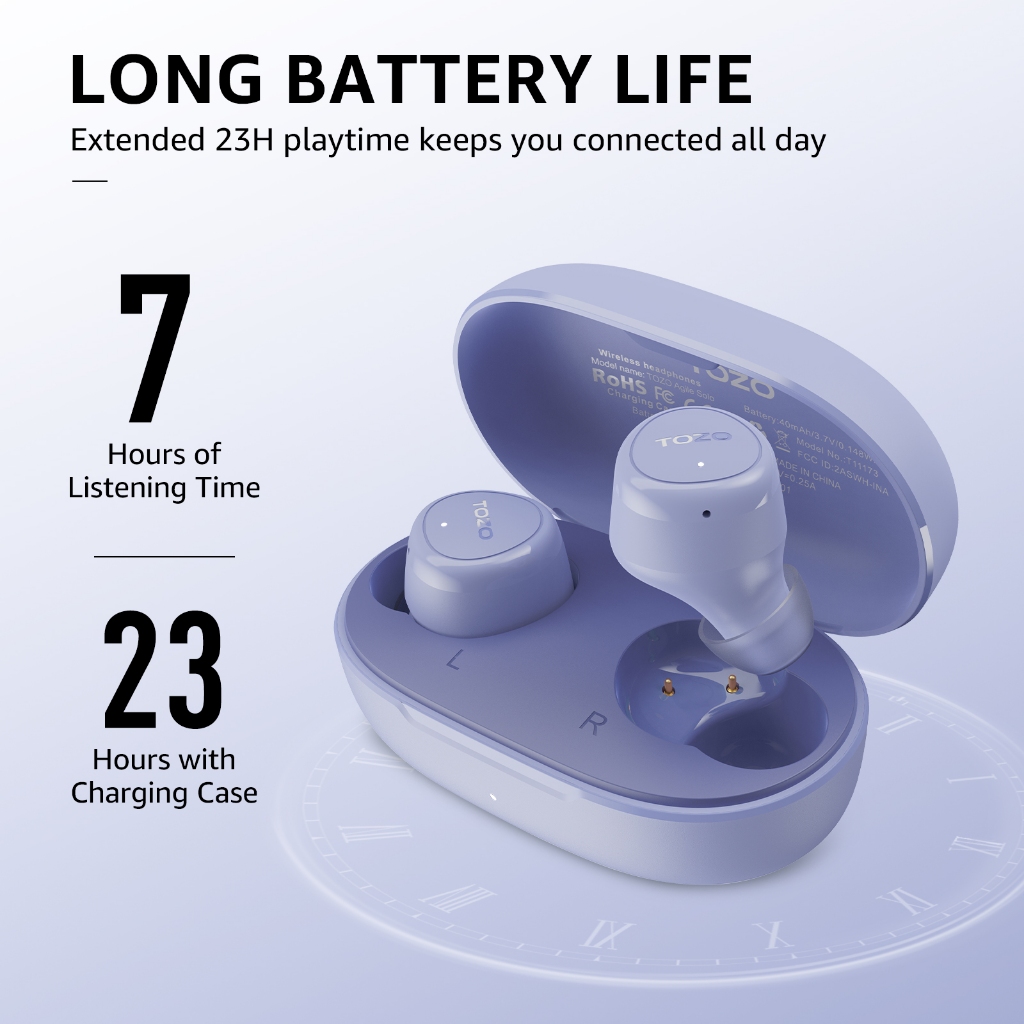 [ประกันศูนย์ไทย] TOZO Agile Solo หูฟังบลูทูธ หูฟังไร้สาย หูฟังอินเอีย เสียงใส Bluetooth 5.3 แบต 7ชม/ชาร์จ IPX4 Game Mode