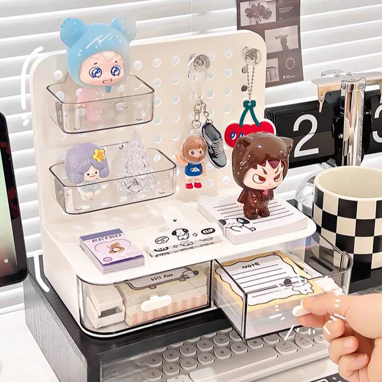 ชั้นเก็บของบนโต๊ะ🍒มีผนังแขวน + ช่องใส่ 2 ช่อง🍒จัดระเบียบโต๊ะทำงาน โต๊ะเครื่องแป้ง ใส่ของอเนกประสงค์